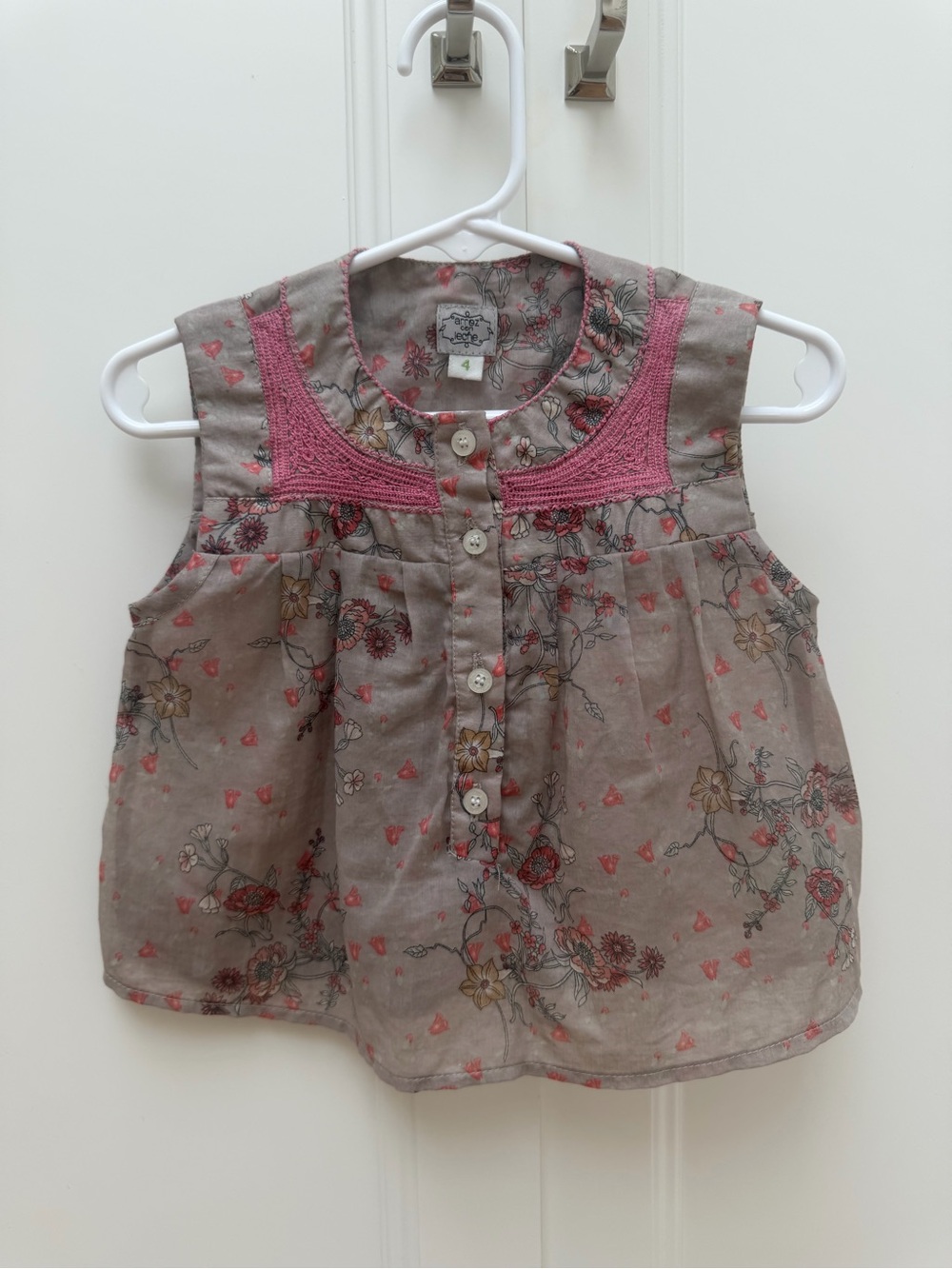 Arroz con Leche Floral Cotton Top Size 2T–3T EUC